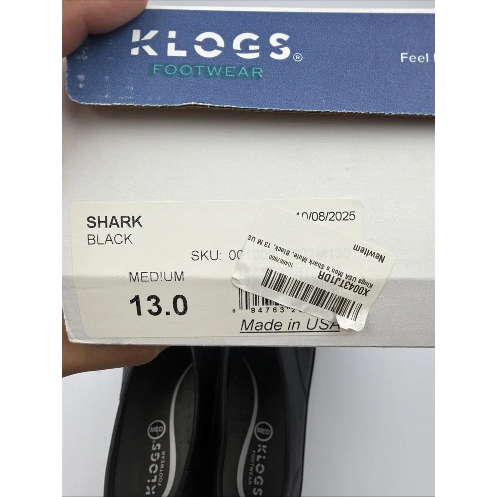 Klogs Footwear Mens Slip-On SHARK Slip Resistant USA Made Black Size 13